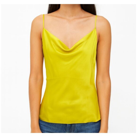 L'AGENCE Kay Cowl-neck Silk Charmeuse Tank In Yellow sleeveless size XS - Picture 1 of 7